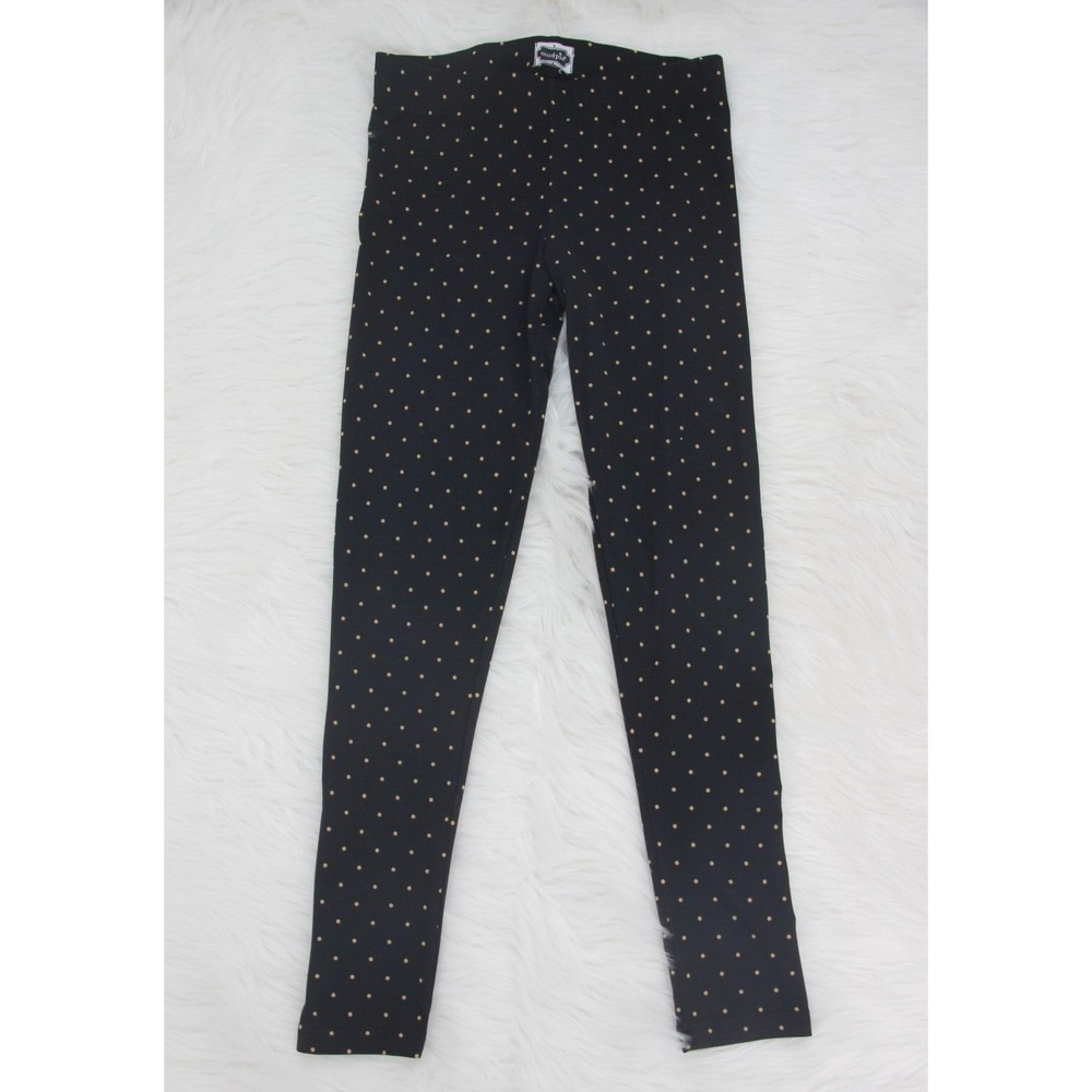 Mud Pie Women's Black Cream Dot Polka Dot Slim Leggings Size M Regular #1084